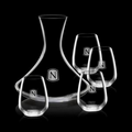 32 Oz. Senderwood Crystalline Decanter w/ 4 Stemless Wine Glass